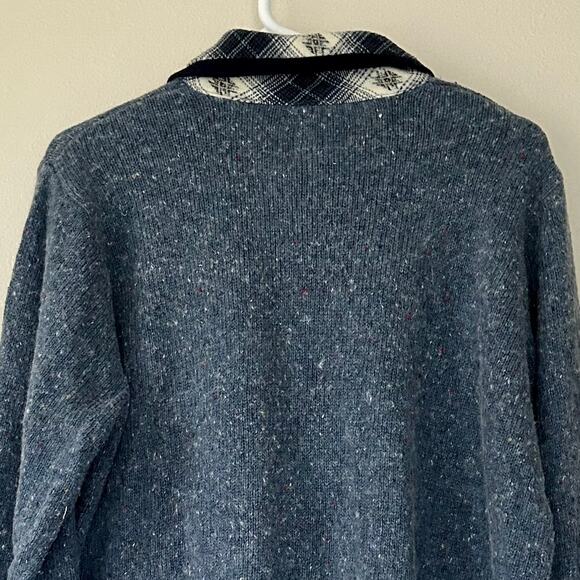 NutCracker knit cardigan fishing snowman reindeer flannel collar Christmas L - Picture 11 of 12